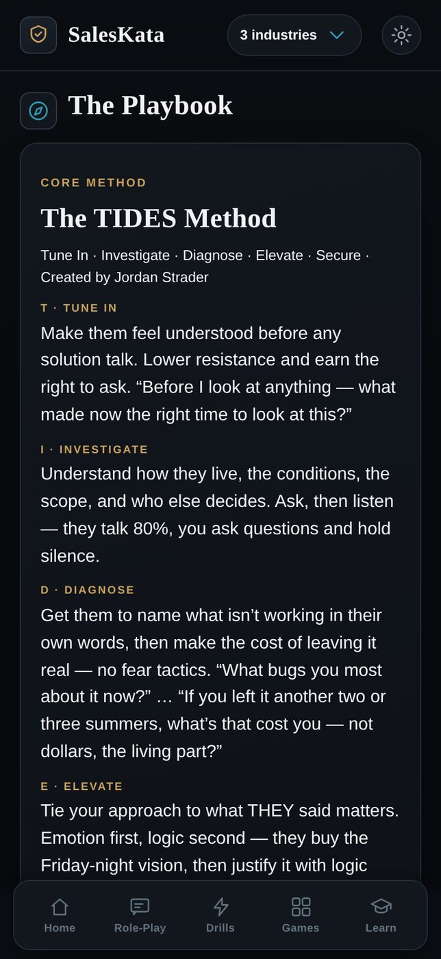 The Playbook screen